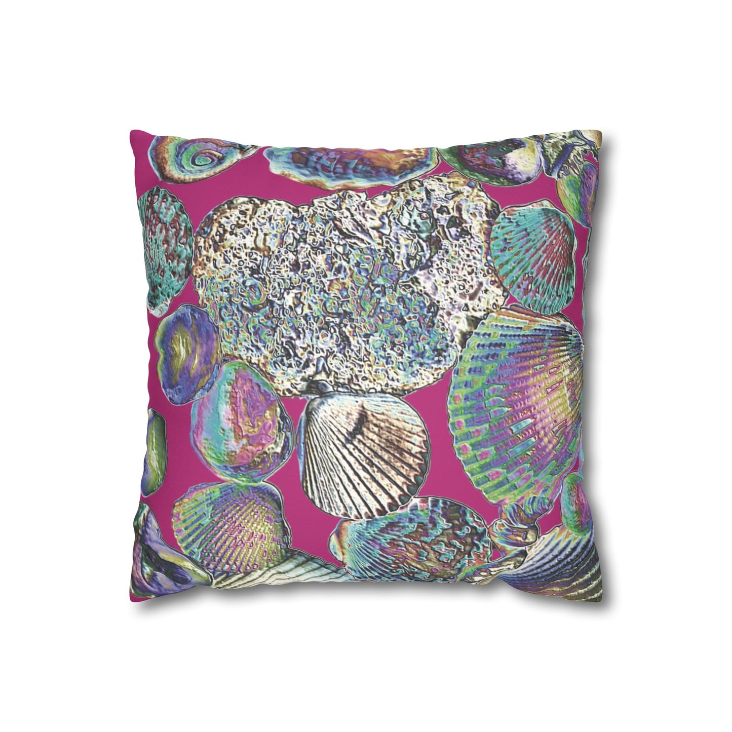 Faux Suede Square Pillowcase - Heatwave Seashell Collection, Pink