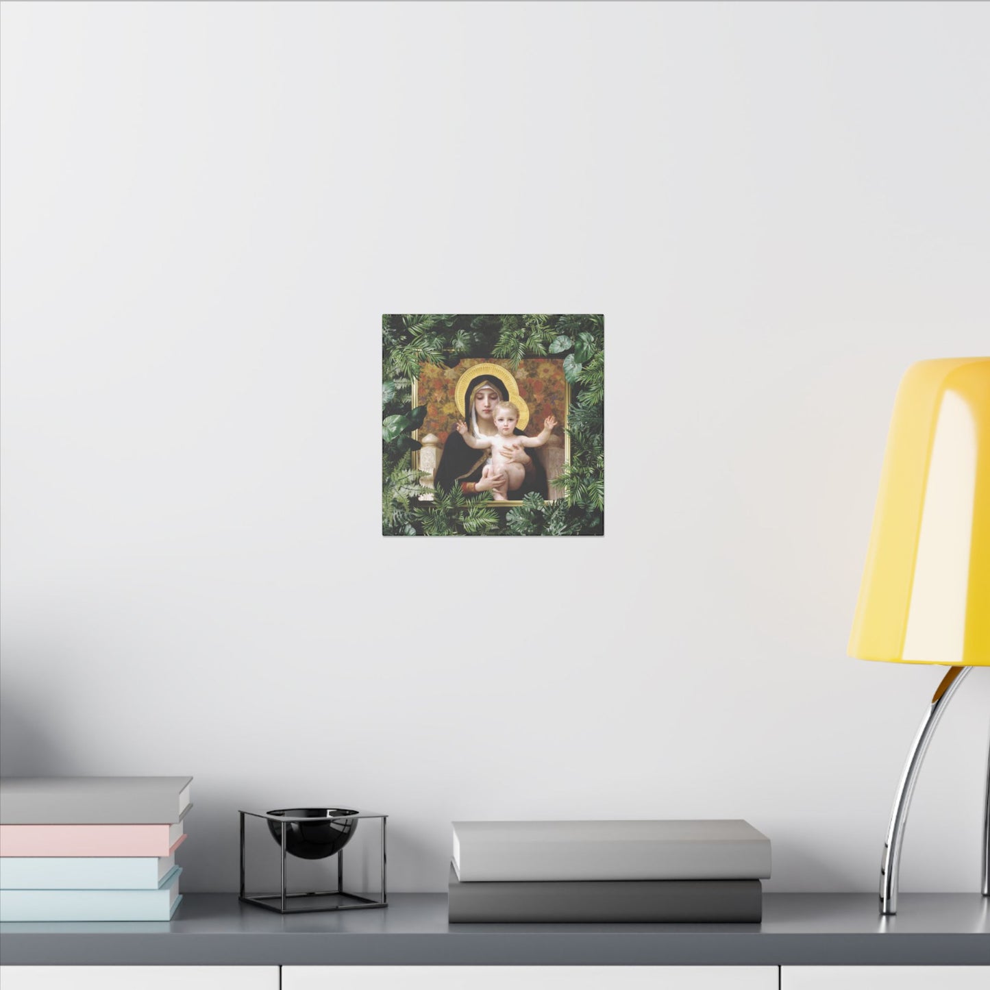 "Tropical Madonna of Lilies" Religious Canvas Artwork - Stretched Canvas Print / Virgin Mary & Jesus