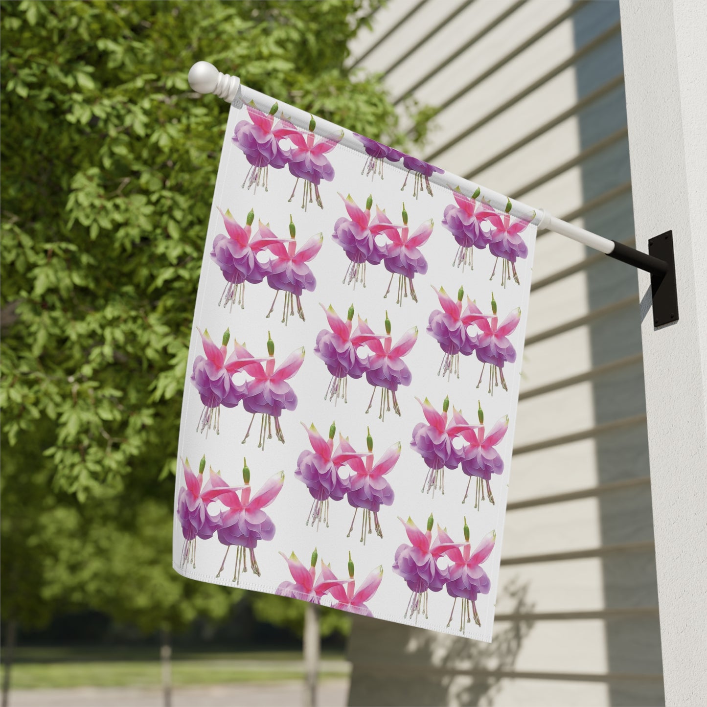 Tropical Garden Flag  - Perfect for Outdoor Decor / Floral Two Pink Fuchsias