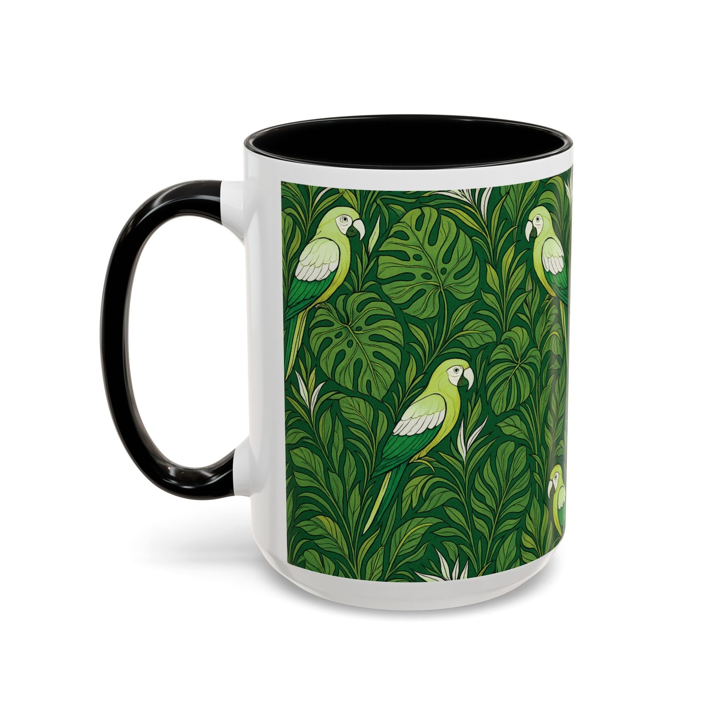 Accent Coffee Mug (11, 15oz), 8 Colors - Parrot Family, Lime