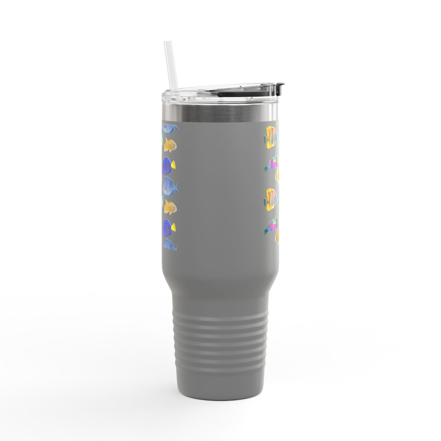 School of Fish/White Insulated Travel Mug - 40oz - Perfect for Outdoor Adventures