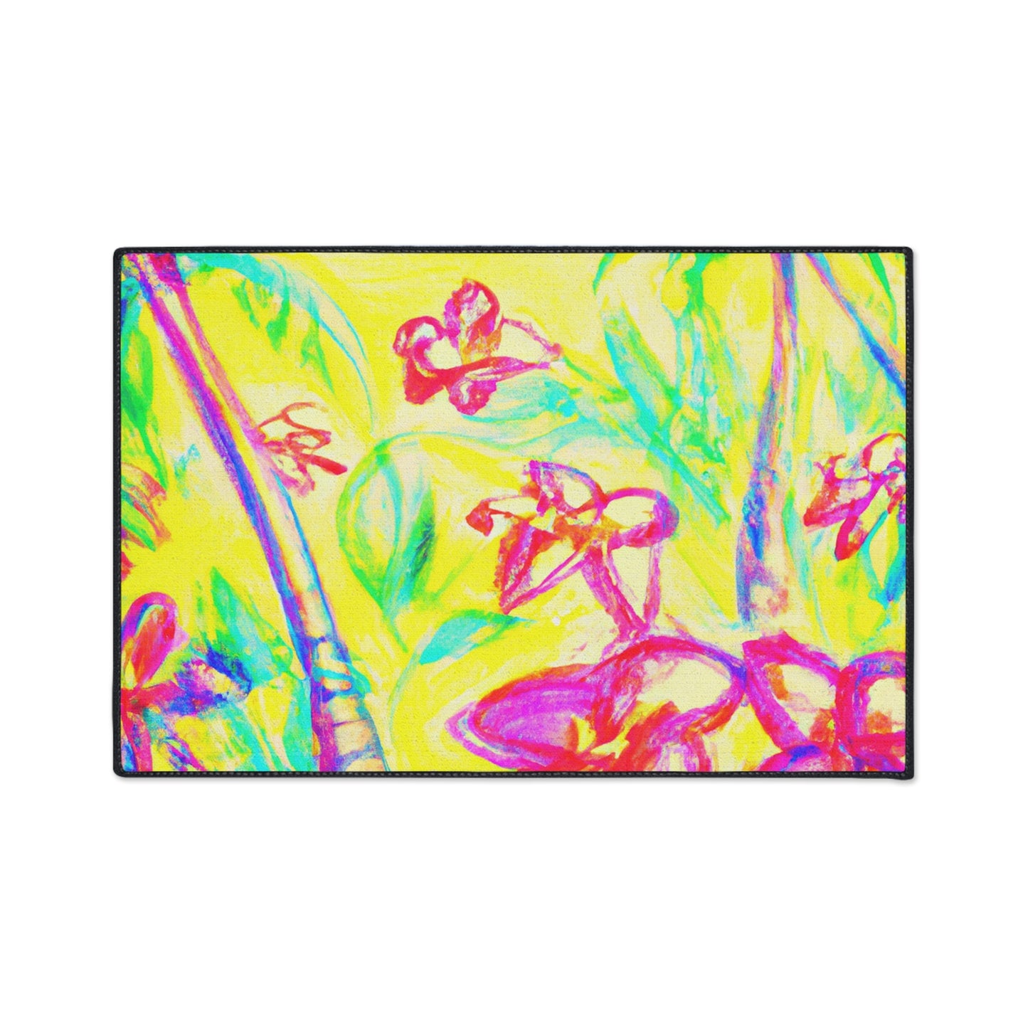 Heavy Duty Floor Mat, 5 Sizes – Tropical Area Rug for Home Décor / Tropical Doodles, Yellow