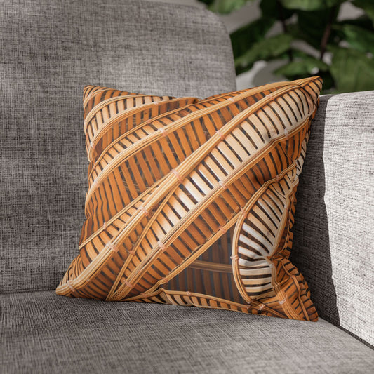 Faux Suede Square Pillowcase - Natural Bamboo Spiral