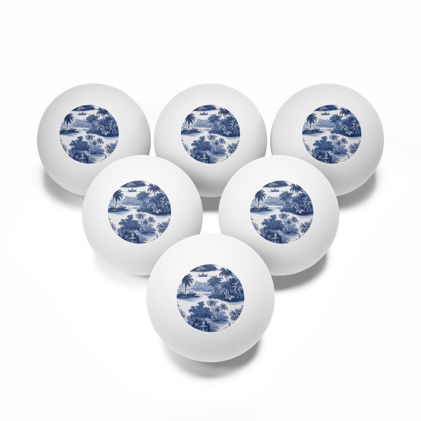 Tropical Paradise Ping Pong Balls - 6 Pack with Travel Toile Blue
