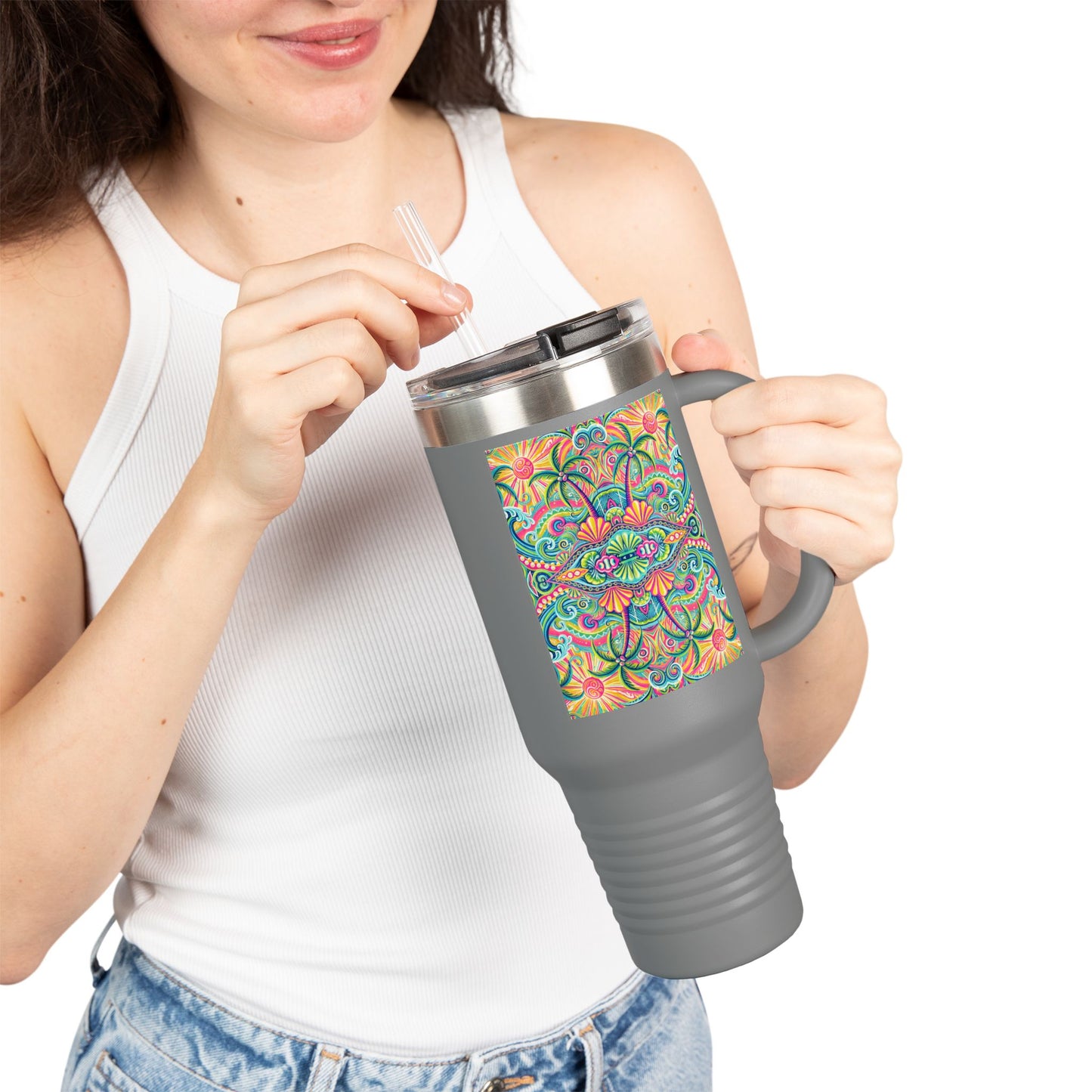 Kaleido Bay Insulated Travel Mug - 40oz - Perfect for Outdoor Adventures