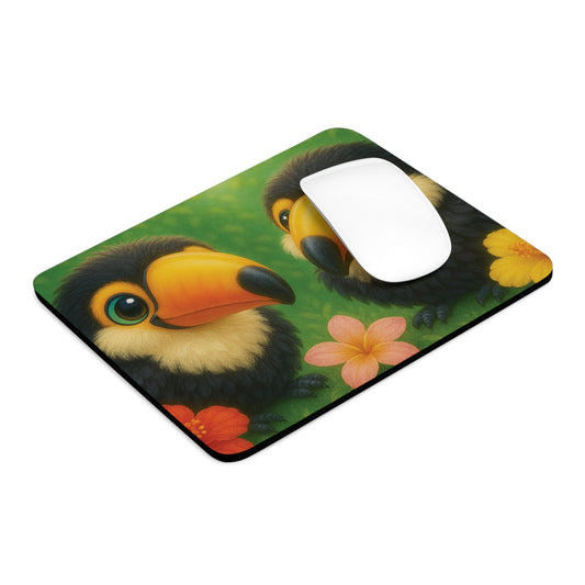 Tropical Mouse Pad, 2 Shapes - Beach Vibes for Home Office & Gamer / Baby Toucans