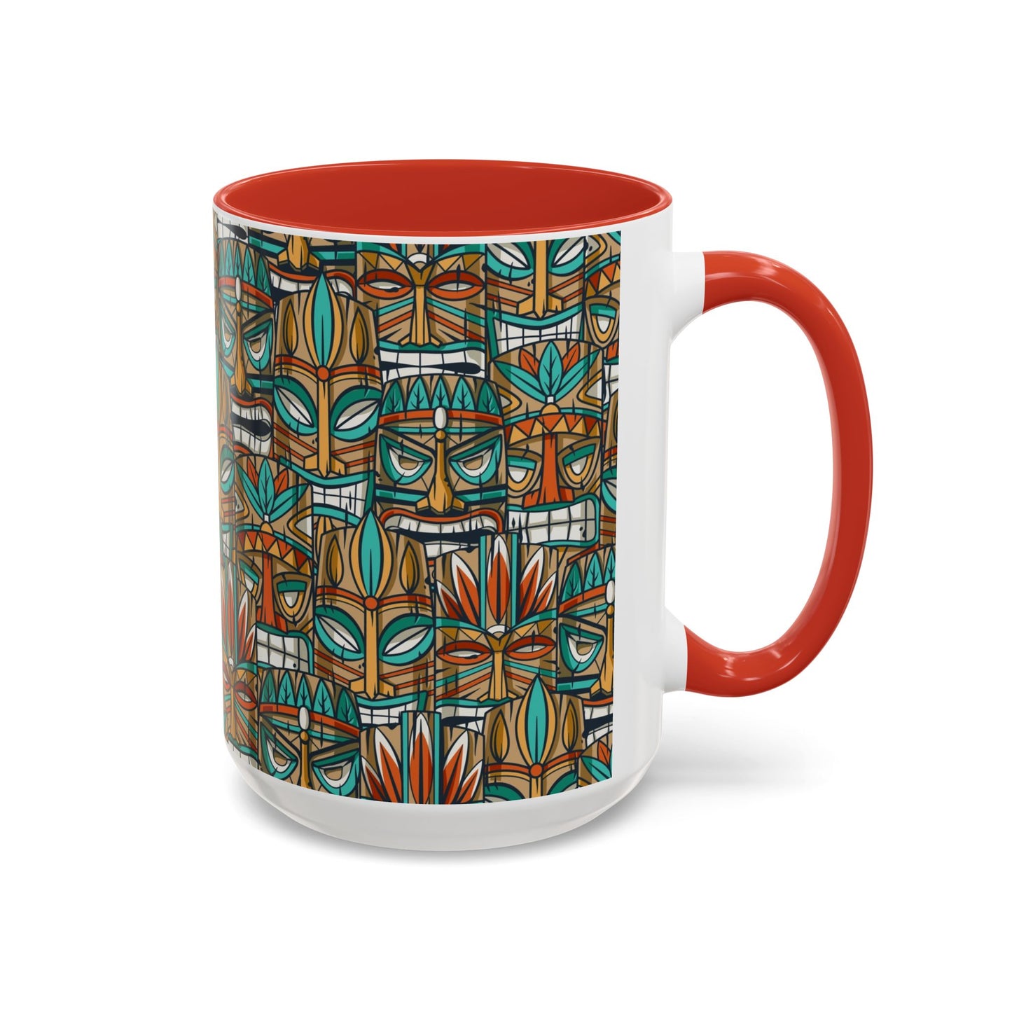 Accent Coffee Mug (11, 15oz), 8 Colors - Turquoise Tiki Party