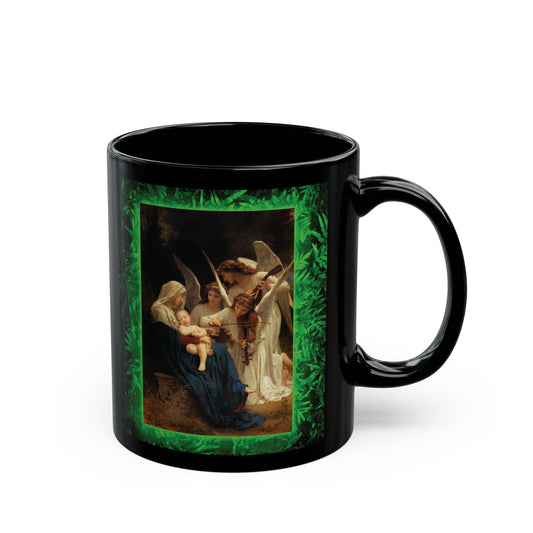 Black Coffee Mug, Religious - Tropical Glow, Song of the Angels