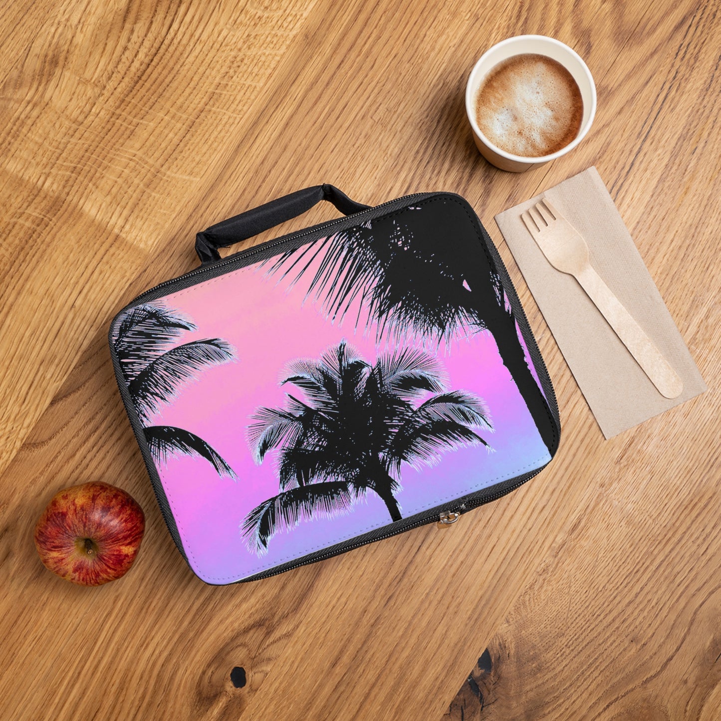 Palm Glow/Pastels Lunch Bag - Eco-Friendly Insulated Tote, Adult and Child Lunchbox / Perfect for Picnics, Beach Outings