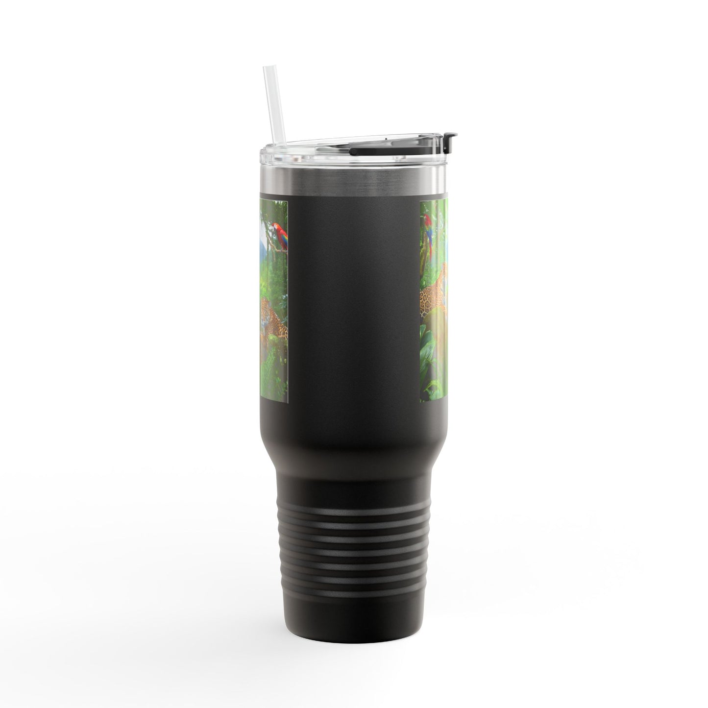 Insulated Travel Mug, 40oz / Jaguars and Parrots - Perfect for Outdoor Adventures