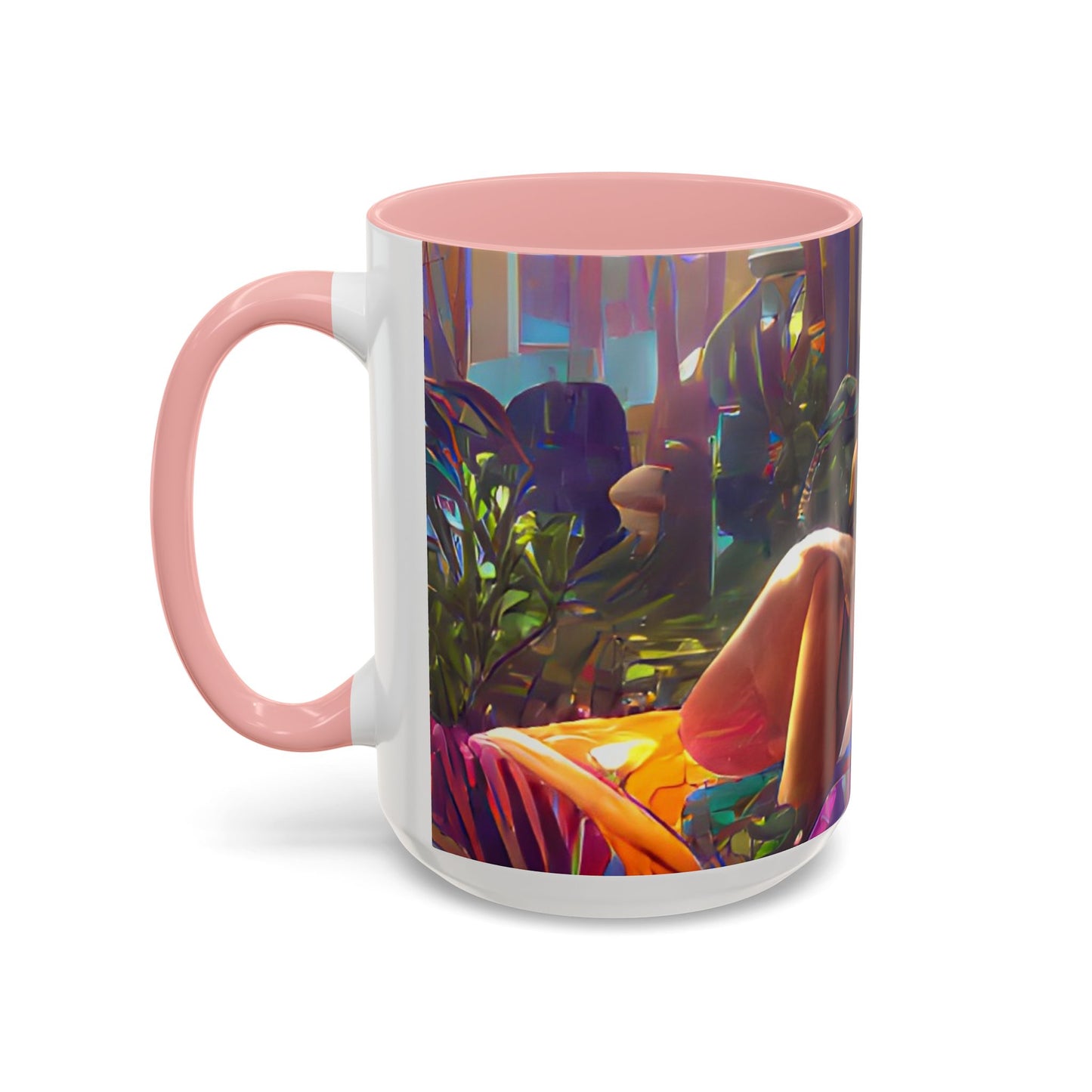 Accent Coffee Mug (11, 15oz) - Midnight Kiss in Tropical Garden