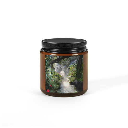 Soy Candle in Amber Jar - Multi-Size / Misty Rainforest River