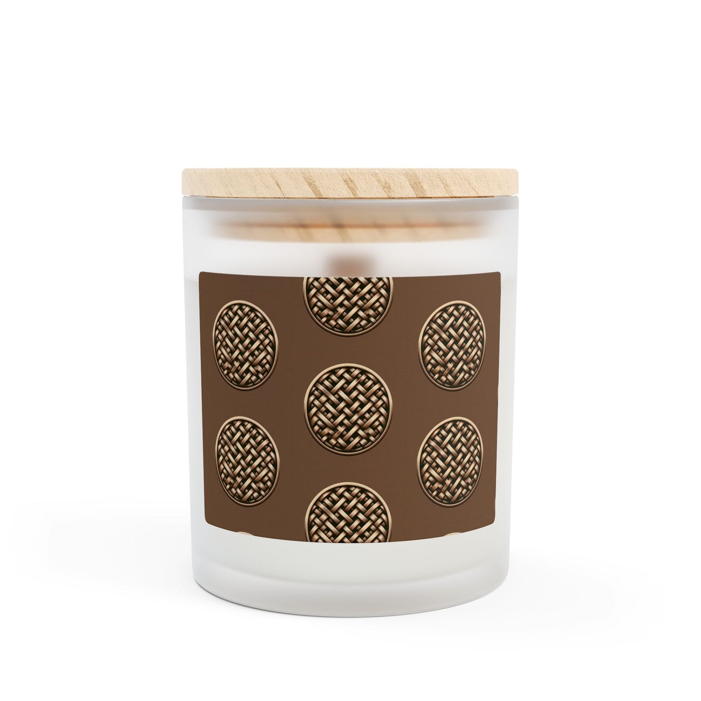 Frosted Glass Candle, 11oz - Brown Wicker Button