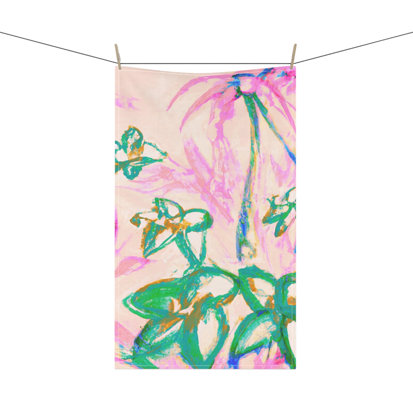 Tea Towels (cotton, poly), Tropical Doodles, Pink