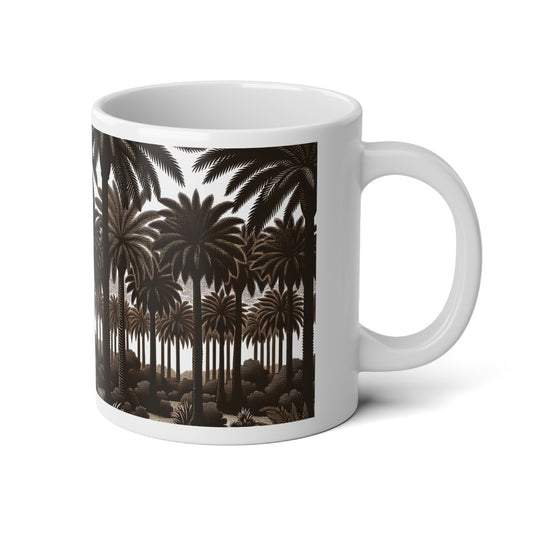 Jumbo Mug, 20oz, Woodcut Palms | Tropical Coffee Cup