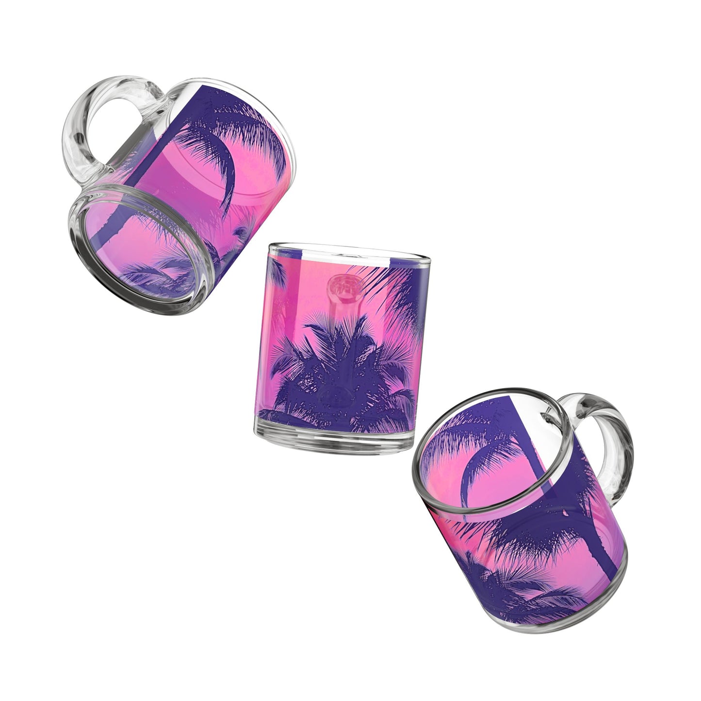 Tropical Glass Mug - 10oz Coffee Cup / Palm Glow Pop