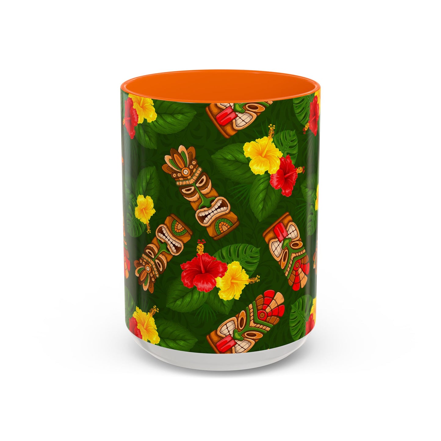 Accent Coffee Mug (11, 15oz), 8 Colors - Tiki Hibiscus Garden