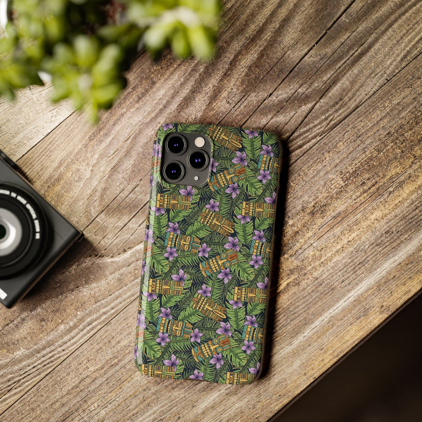 Slim Phone Cases - Tiki Purple Greenery