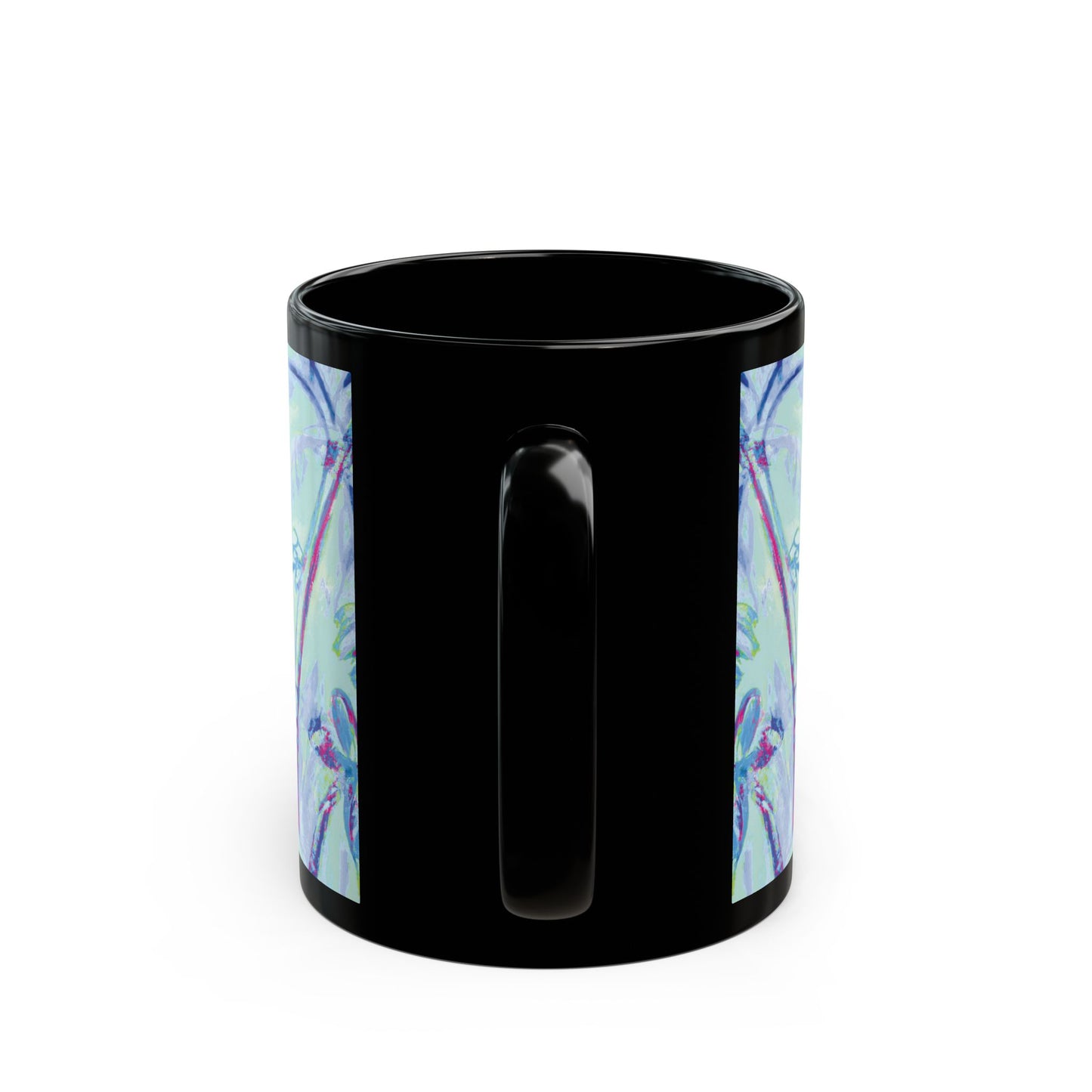 Black Coffee Mug - Tropical Doodles, Blue