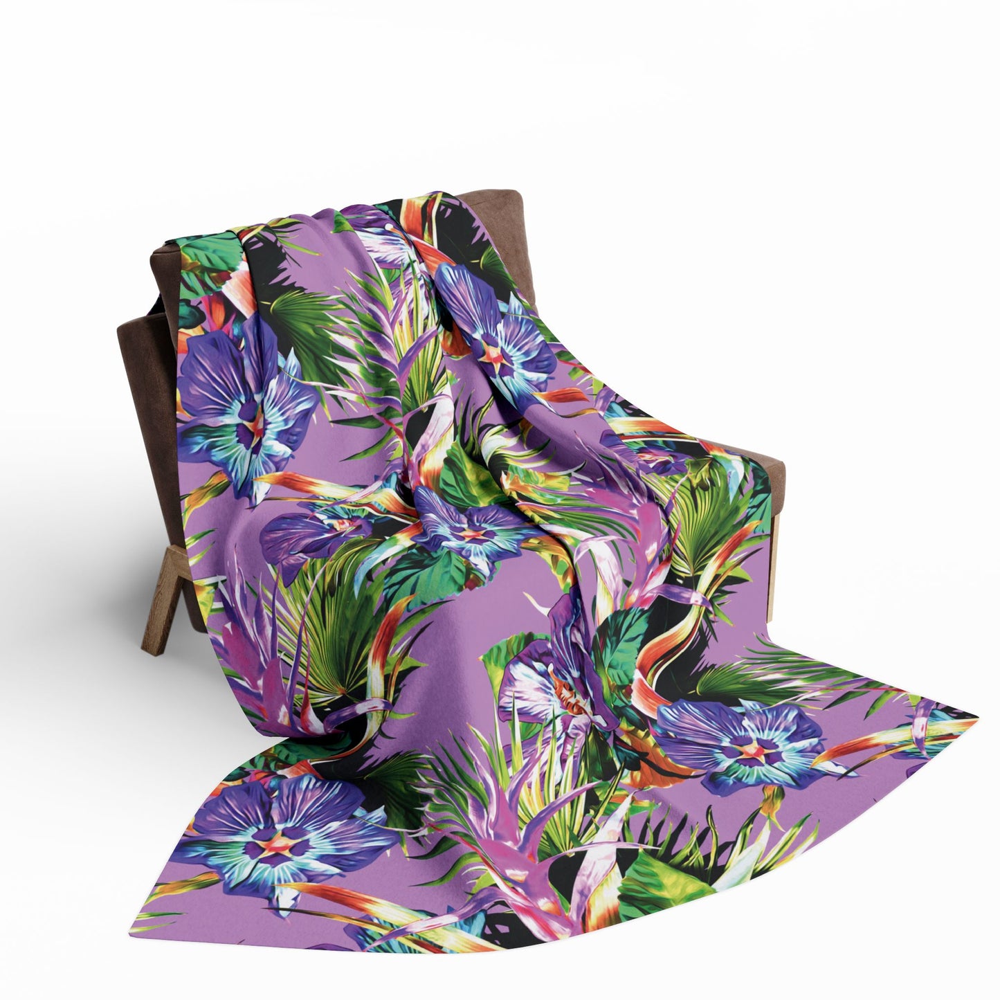 Purple Plant Palooza Fleece Blanket - Colorful Tropical Botanical Design