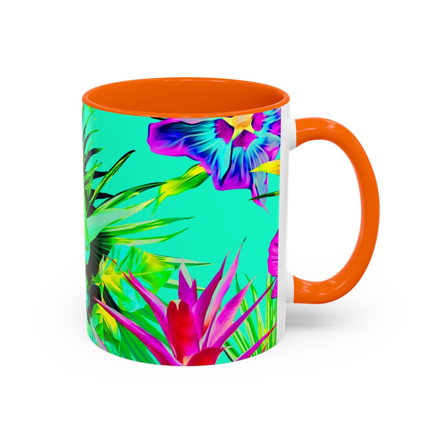 Accent Coffee Mug (11, 15oz), Plant Palooza, turquoise / Various Colors