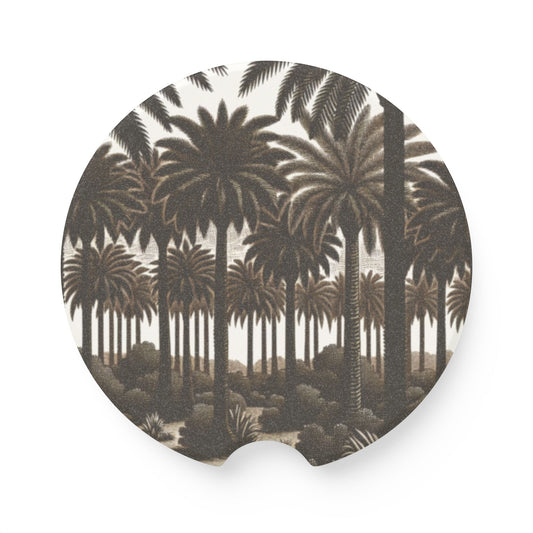 Soapstone Car Coaster - Woodcut Palm Grove