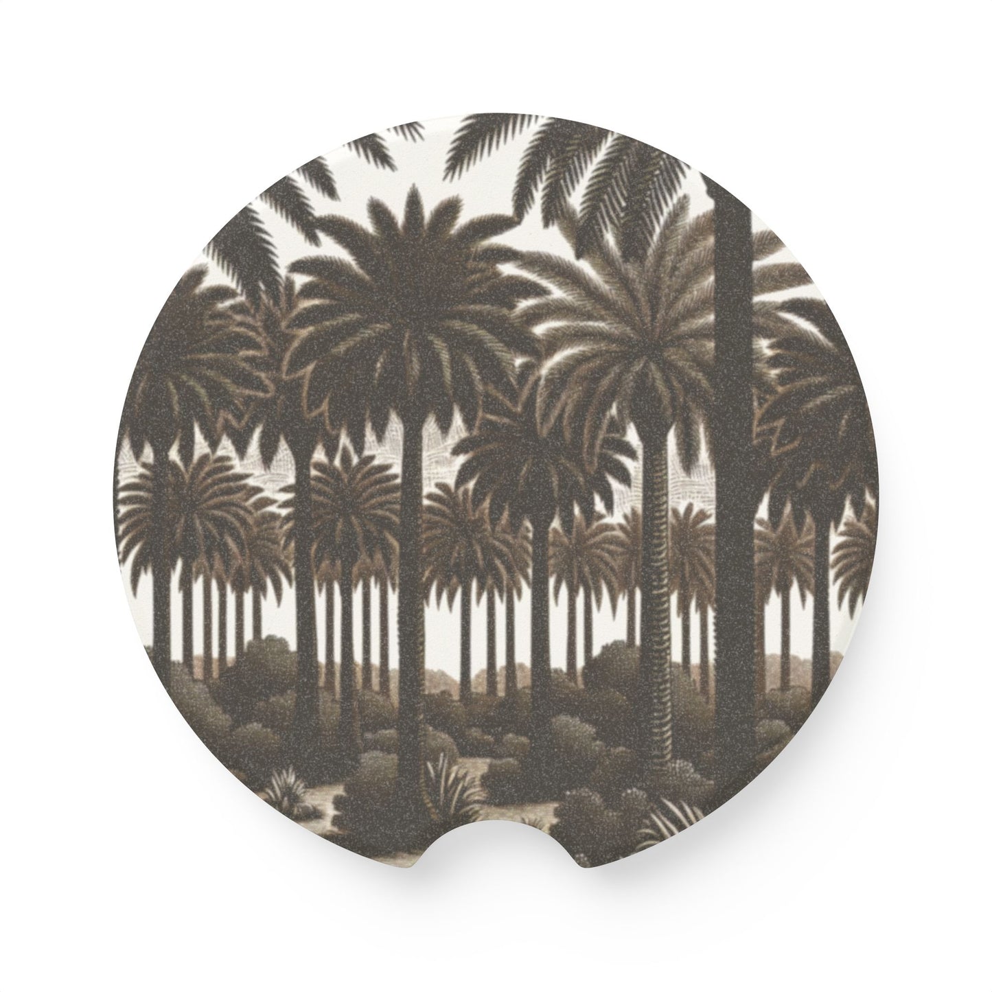 Soapstone Car Coaster - Woodcut Palm Grove