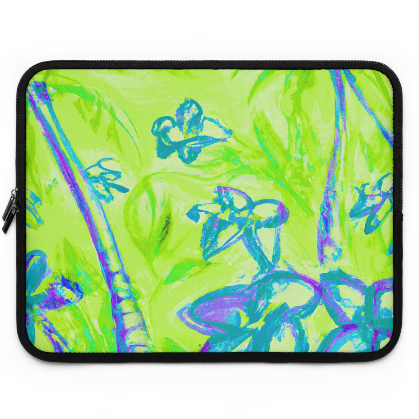 Tropical Laptop Sleeve, 5 Sizes - Perfect for Beach Lovers & Students / Tropical Doodles, Lime