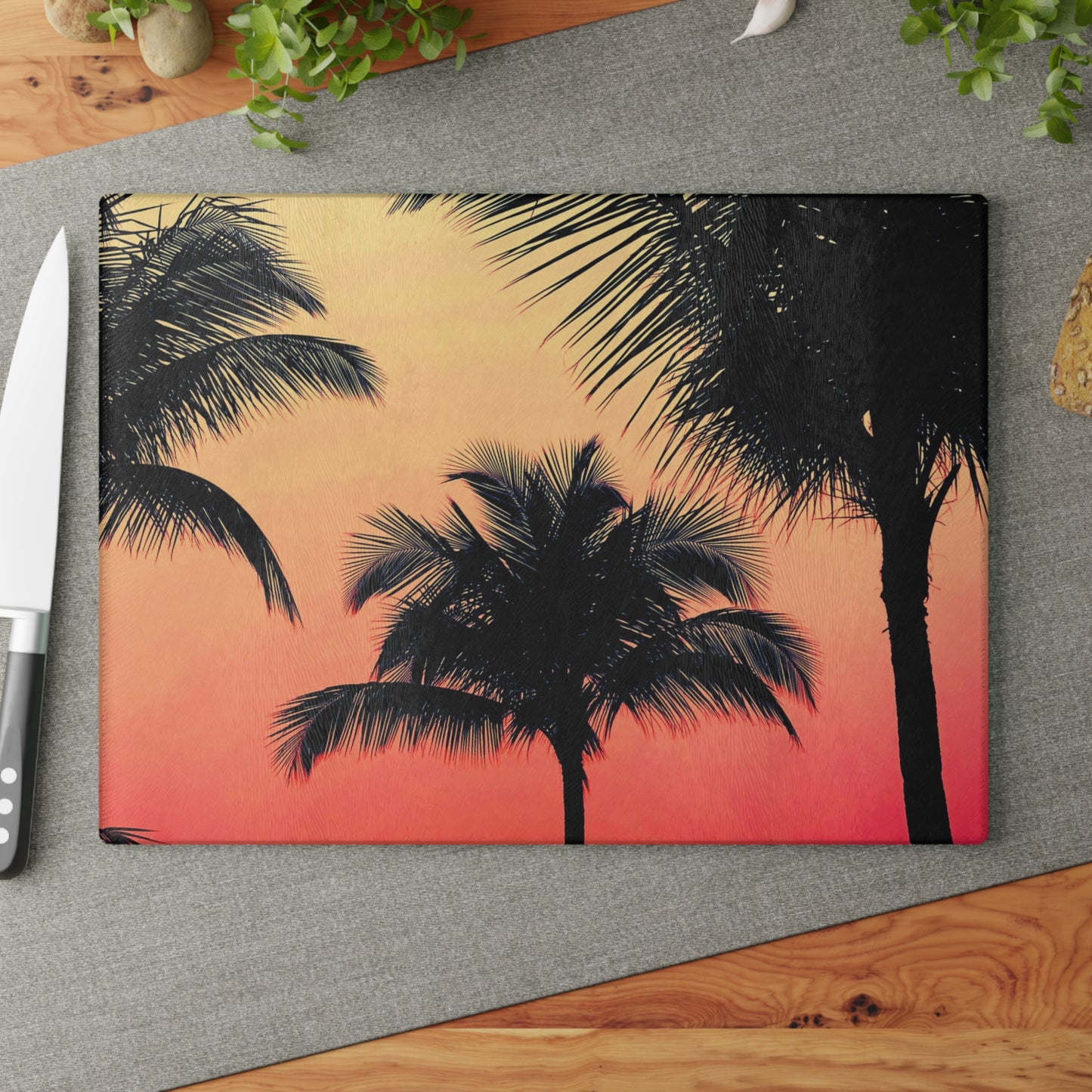 Glass Cutting Board, 2 sizes - Palm Glow