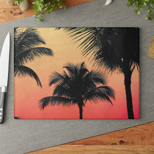Glass Cutting Board, 2 sizes - Palm Glow
