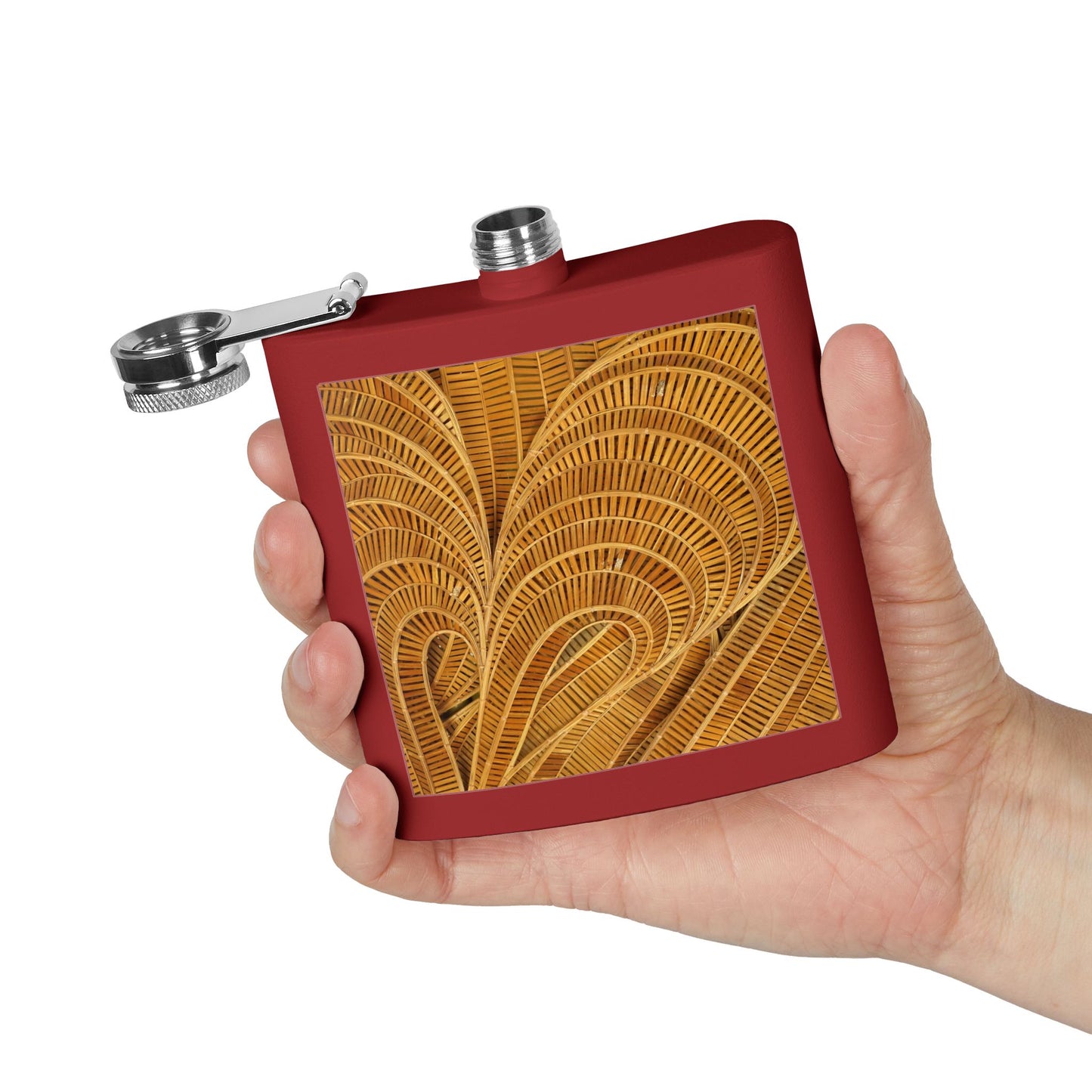 Tropical Stainless Steel 6 oz. Flask, Many Colors  – Natural Bamboo Swoosh