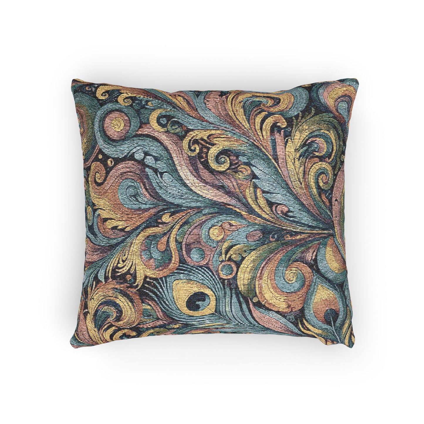 Woven Pillow, 17"W x 18"L - Peacock Feather Currents