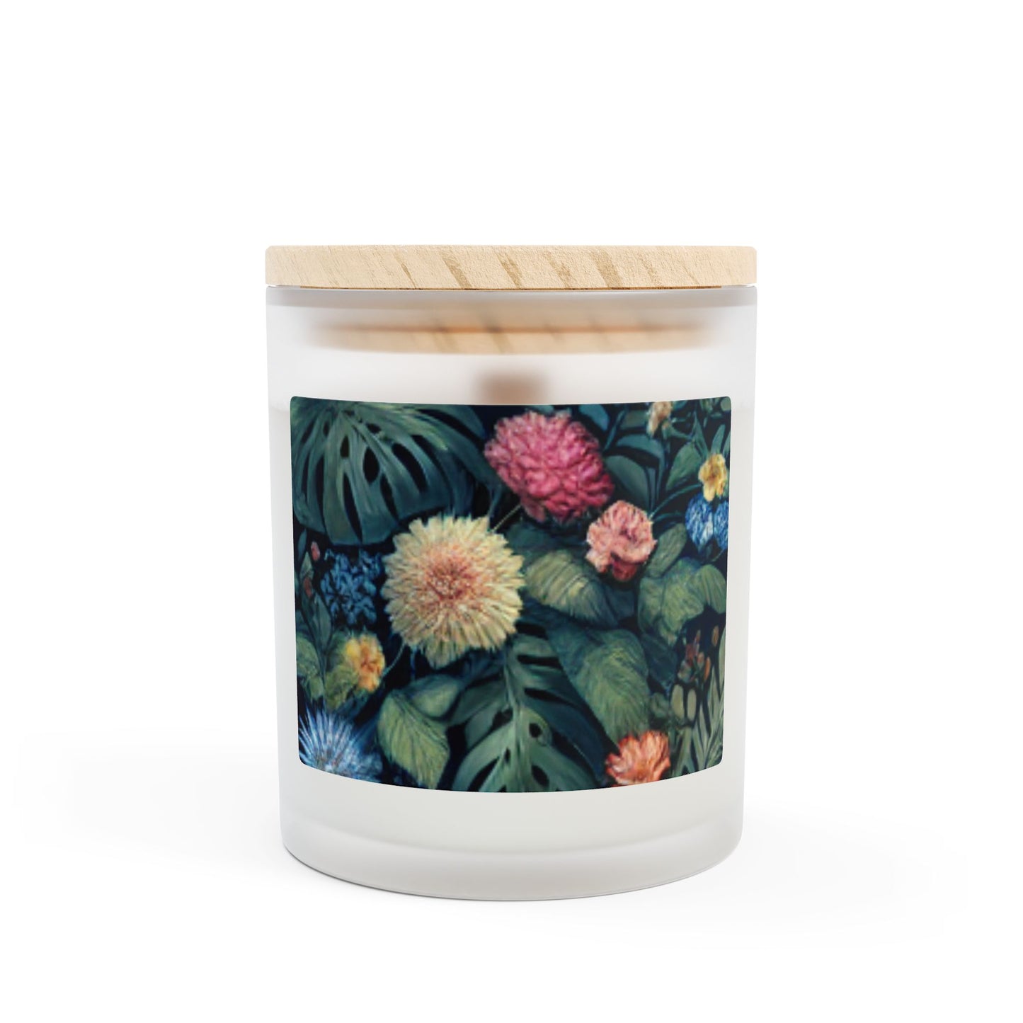 Frosted Glass Candle, 11oz - Rainforest Flower Beauties