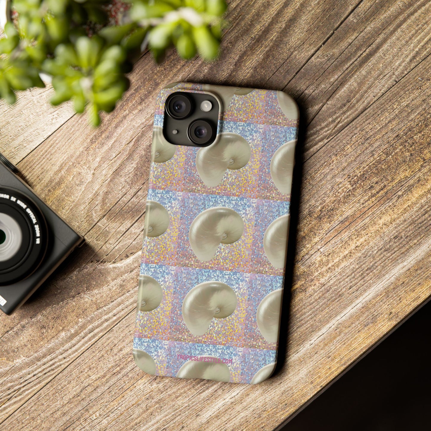 Slim Phone Cases - Disco White Nautilus