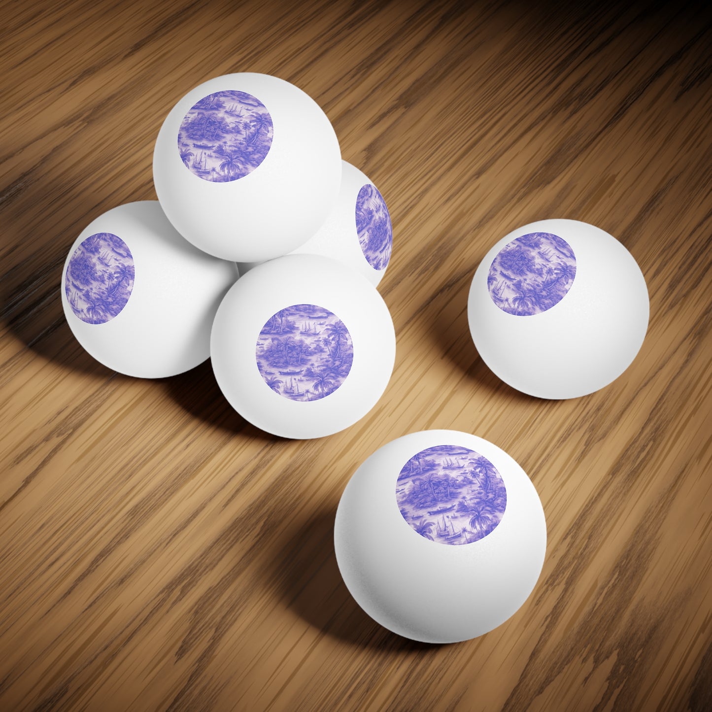 Tropical Paradise Ping Pong Balls - 6 Pack with Tropical Toile Purple