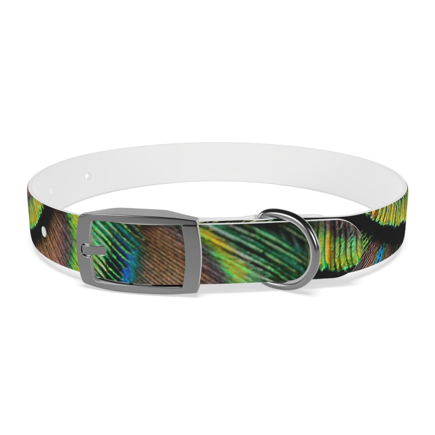 Dog Collar - Brilliant Green Peacock Feathers