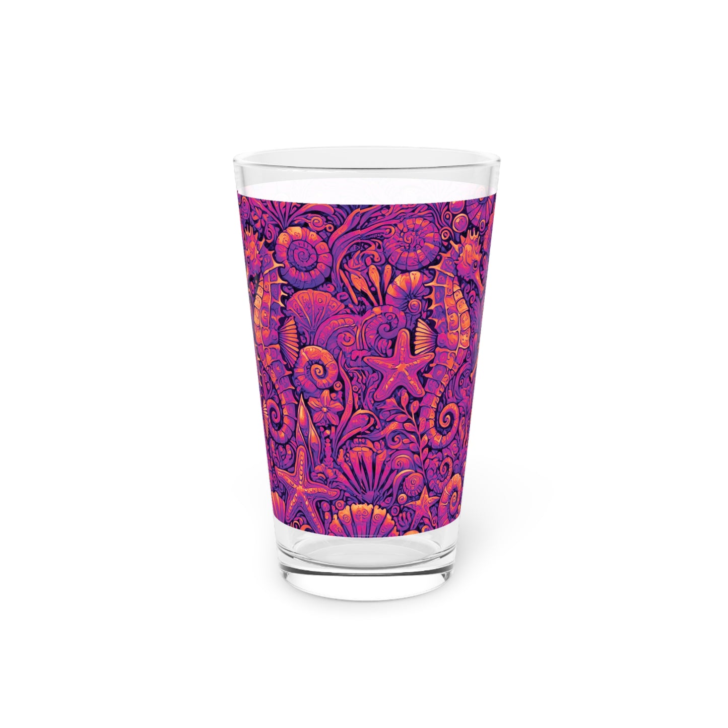 Pint Glass, 16oz - Seahorse Trio Pop