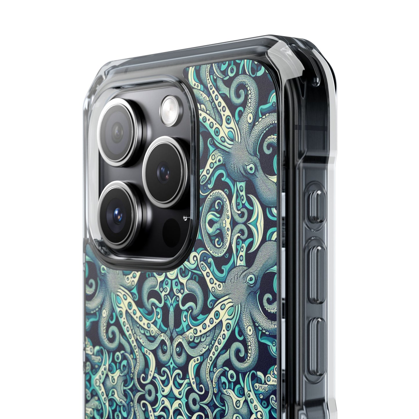 Twisted Aqua Octopus Magnetic Clear Phone Case, Many Models