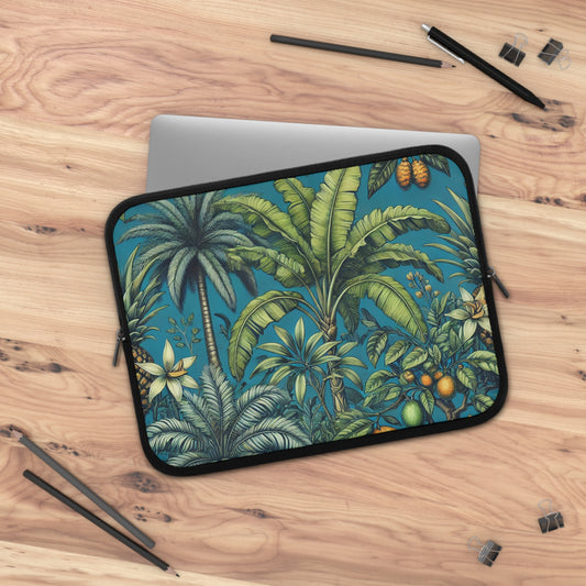 Tropical Laptop Sleeve, 5 Sizes - Perfect for Beach Lovers & Students / Tropical Fruit, Blue