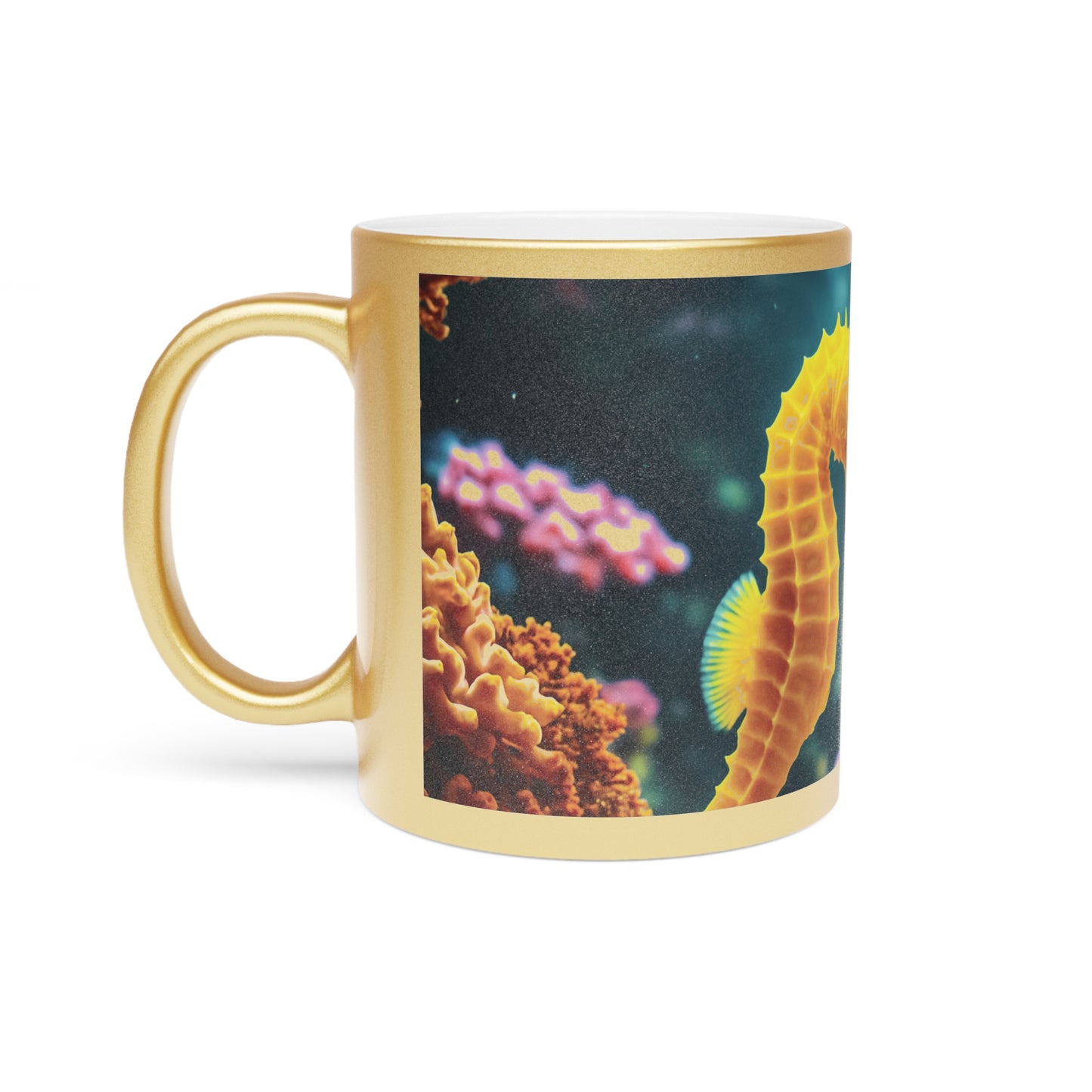 Tropical Metallic Mug — Seahorses in Love