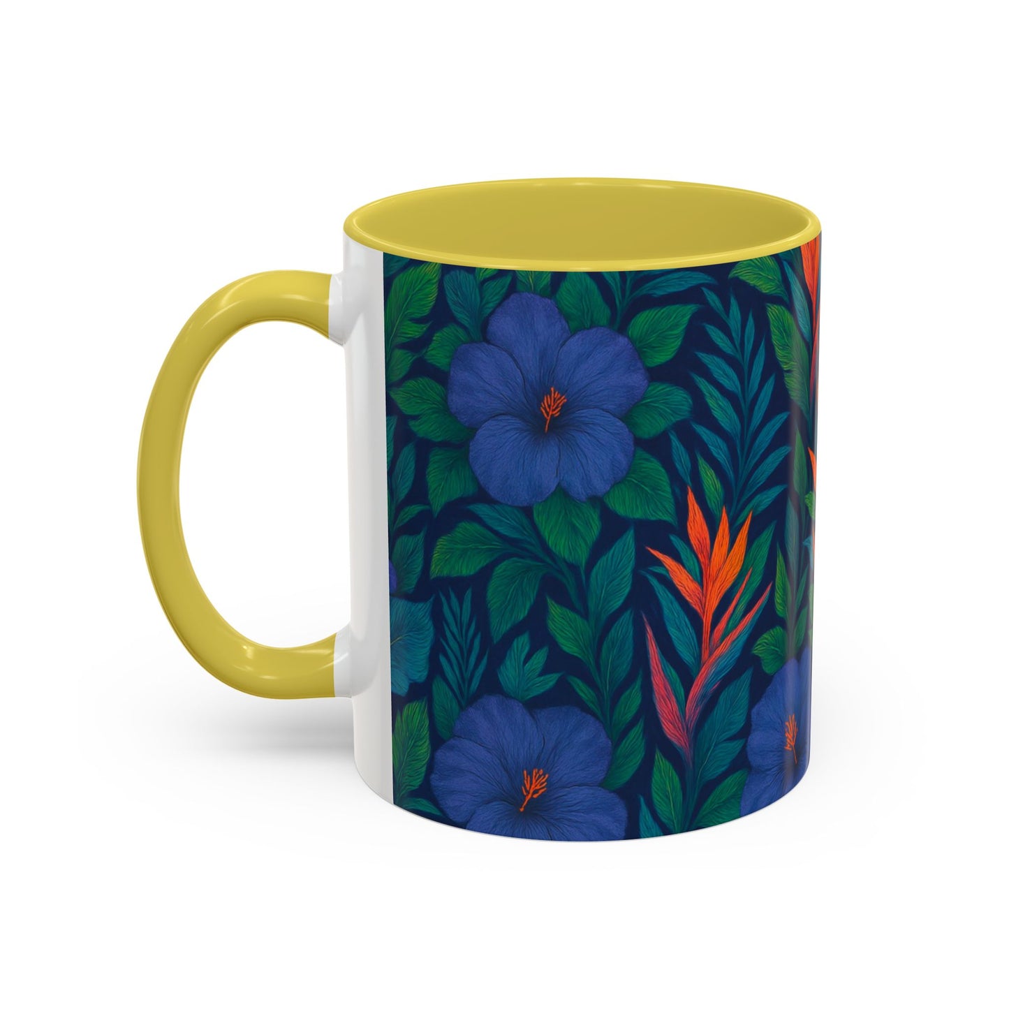 Vibrant Floral Coffee Mug - 11oz & 15oz / Midnight Flower Coral