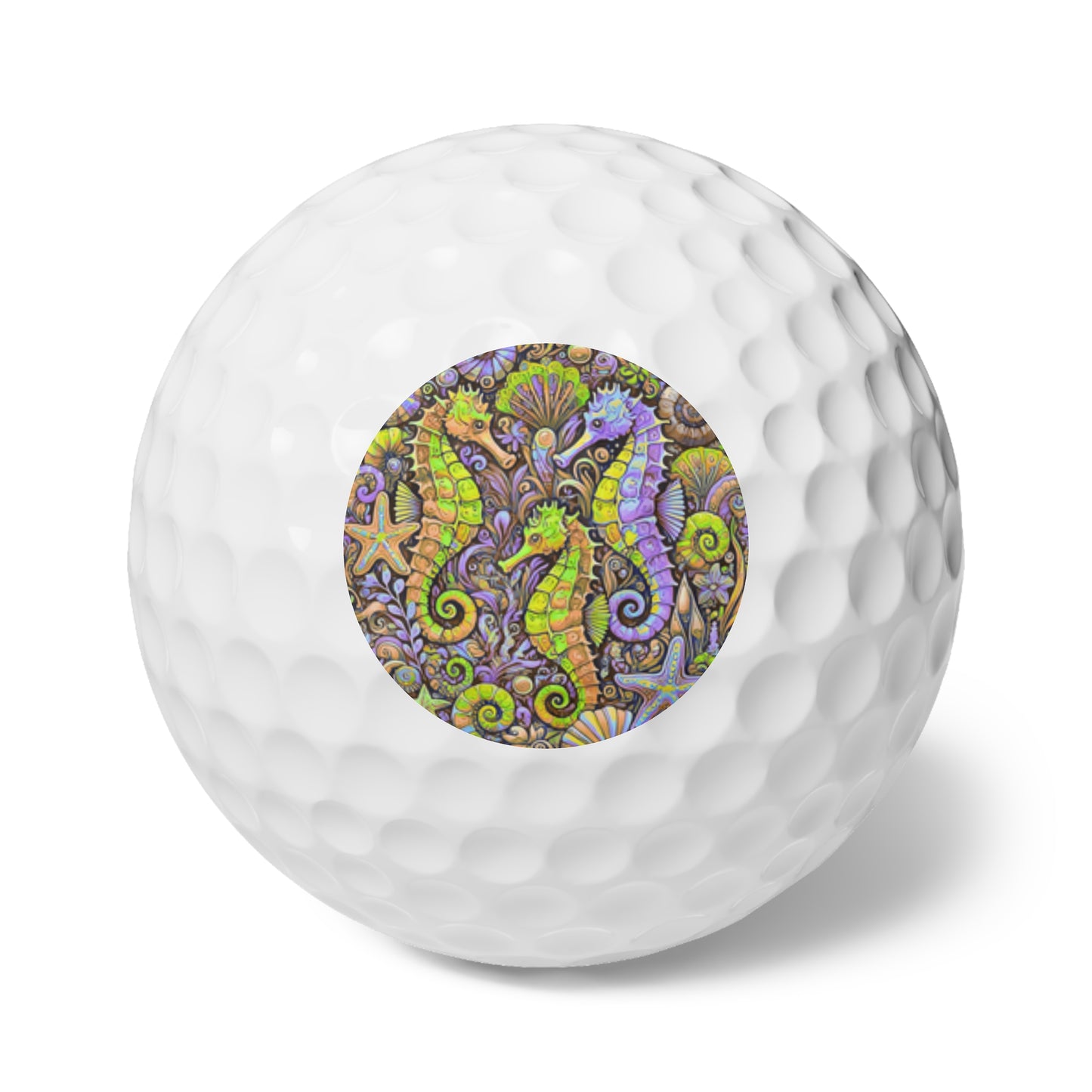 Coastal-Themed Golf Balls, 6pcs - Perfect Gift for Golf Enthusiasts / Seahorse Trio Yellow