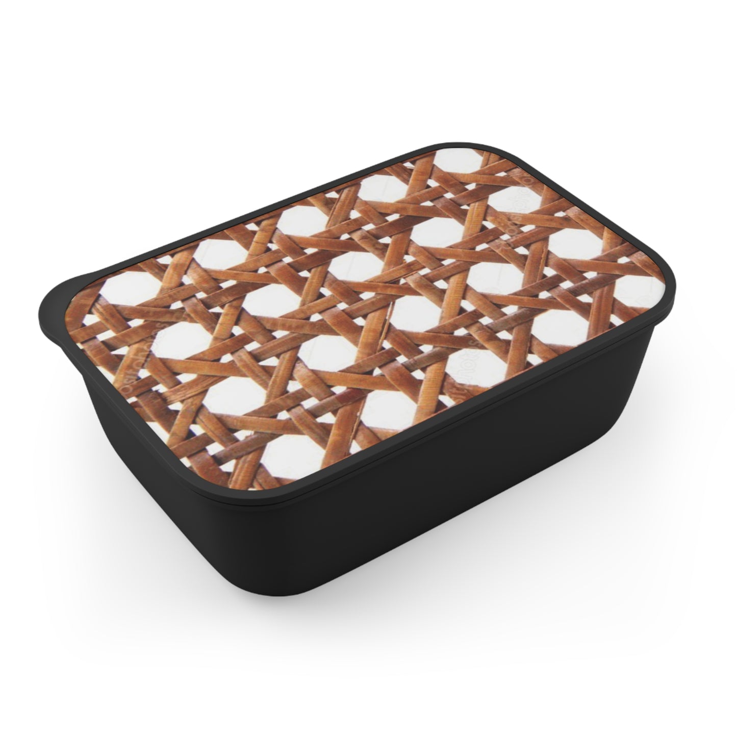 Bento Box with Utensils - Beach Chair Wicker, Brown