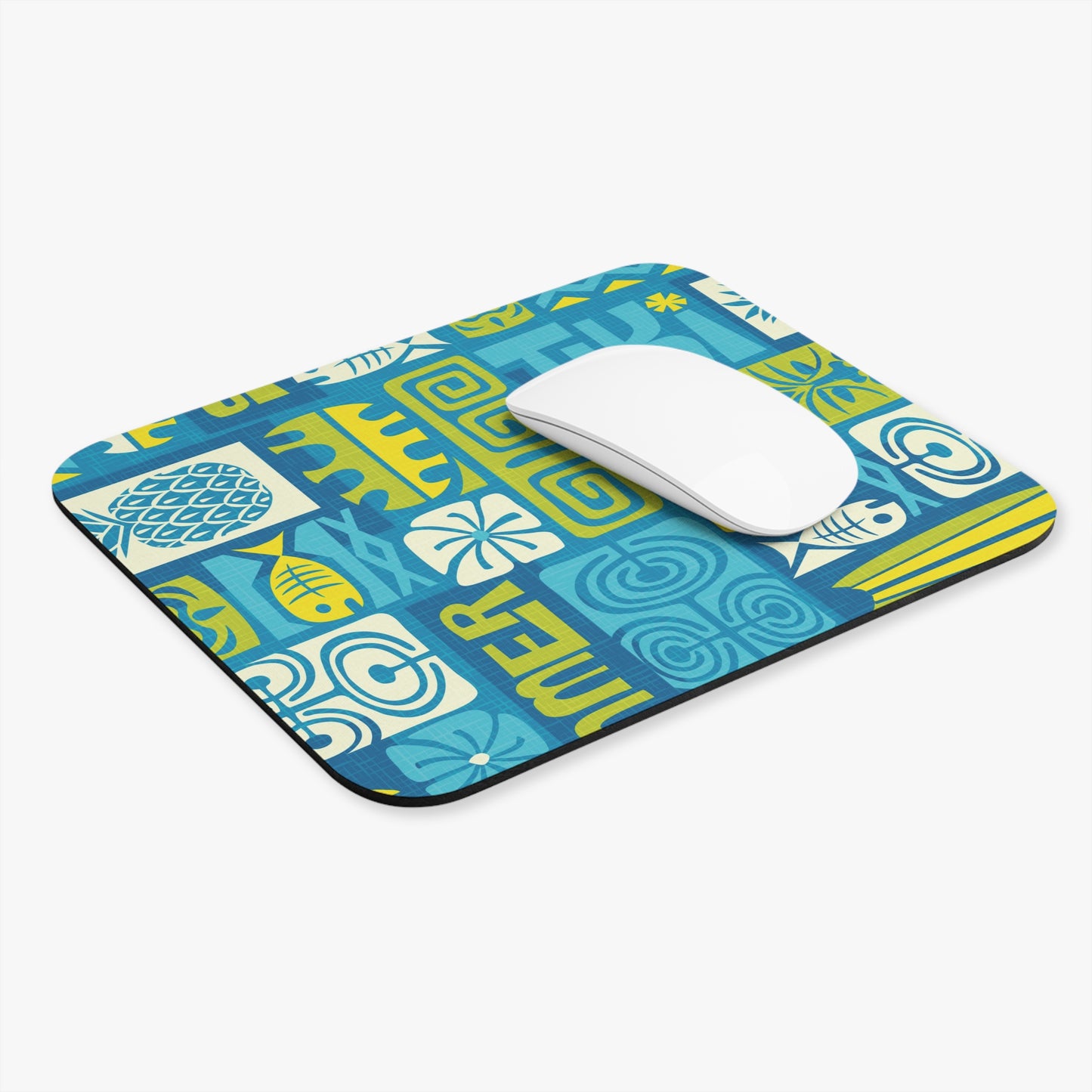 Mouse Pad (Rectangle) - Tiki Poster Blue