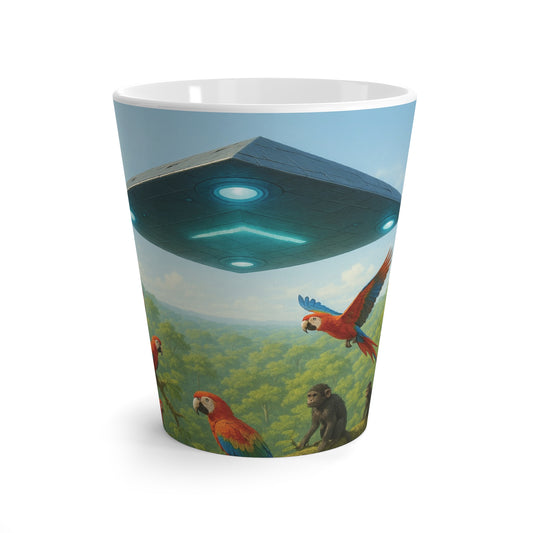 Latte White Mug - UFO and Macaws