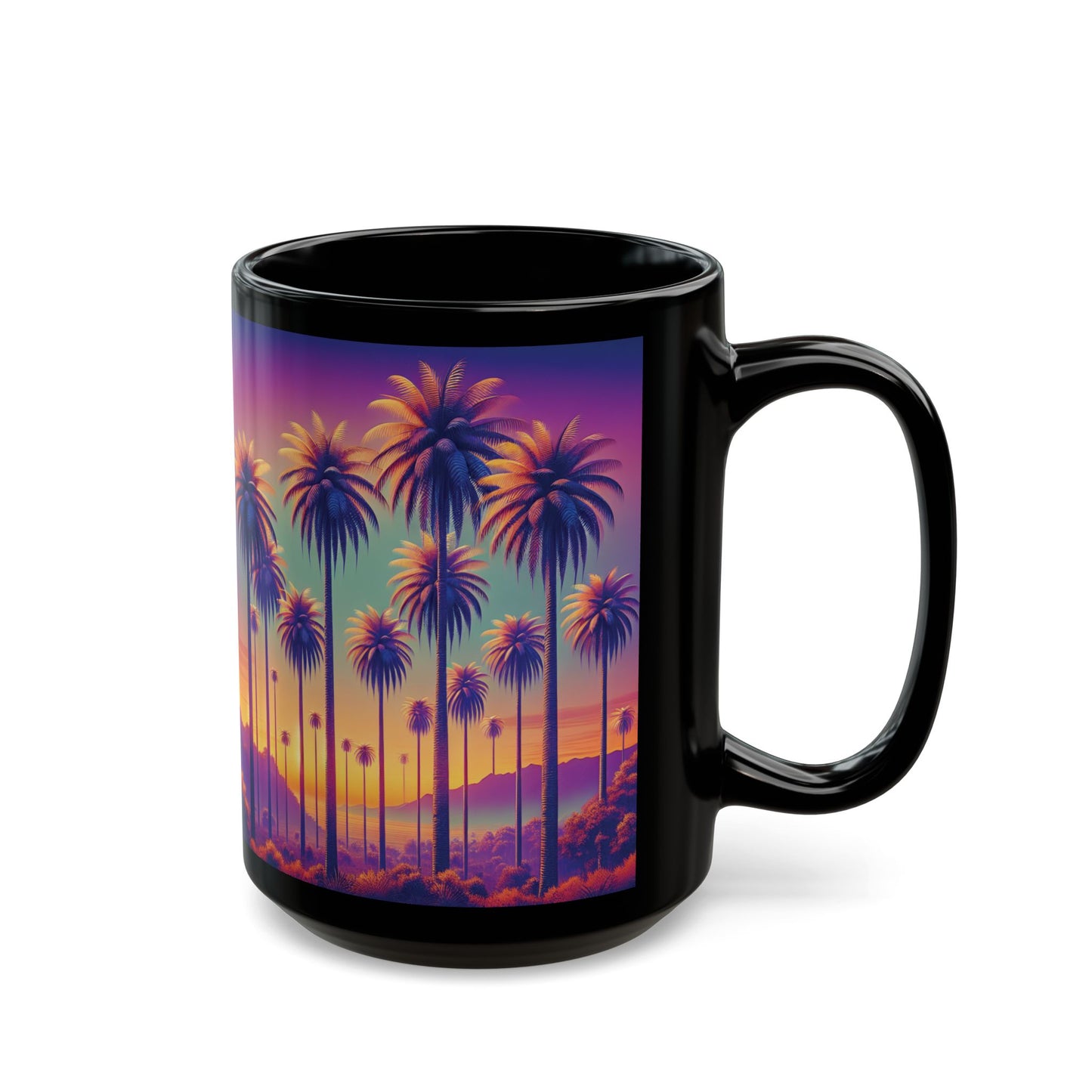 Black Coffee Mug - Sunset Palm Boulevard