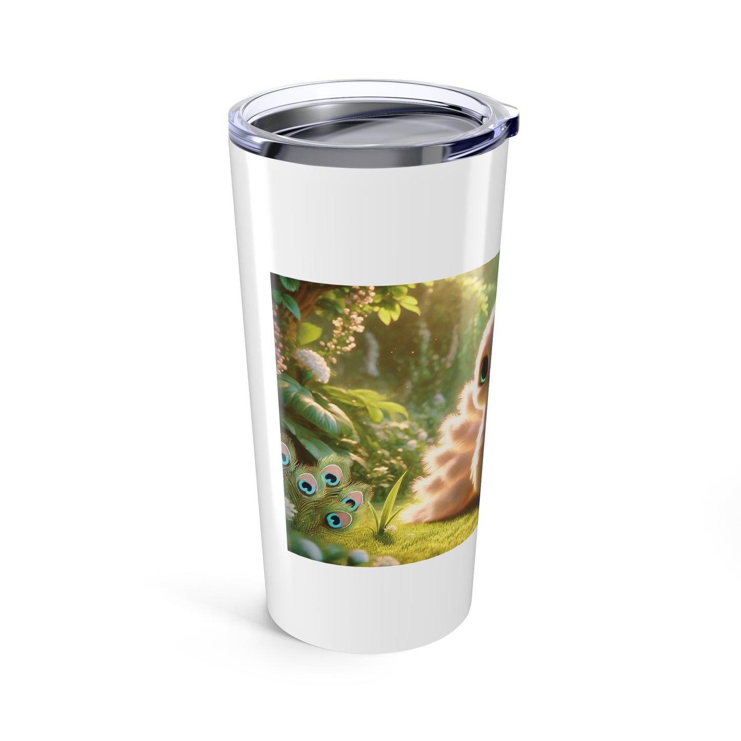 20oz Tropical Glossy Tumbler, Stainless Steel / Baby White Peacock, White