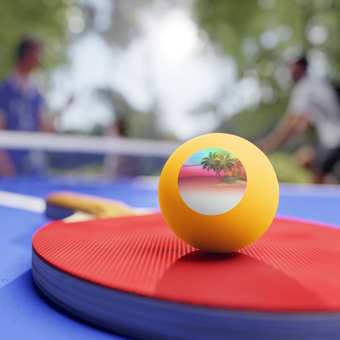 Tropical Paradise Ping Pong Balls - 6 Pack with Watercolor Beach/Orange