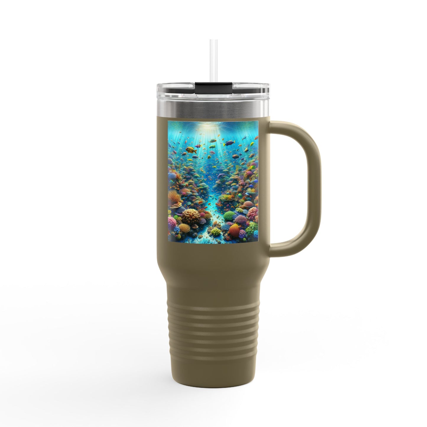 Insulated Travel Mug, 40oz / Busy Coral Reef - Perfect for Outdoor Adventures