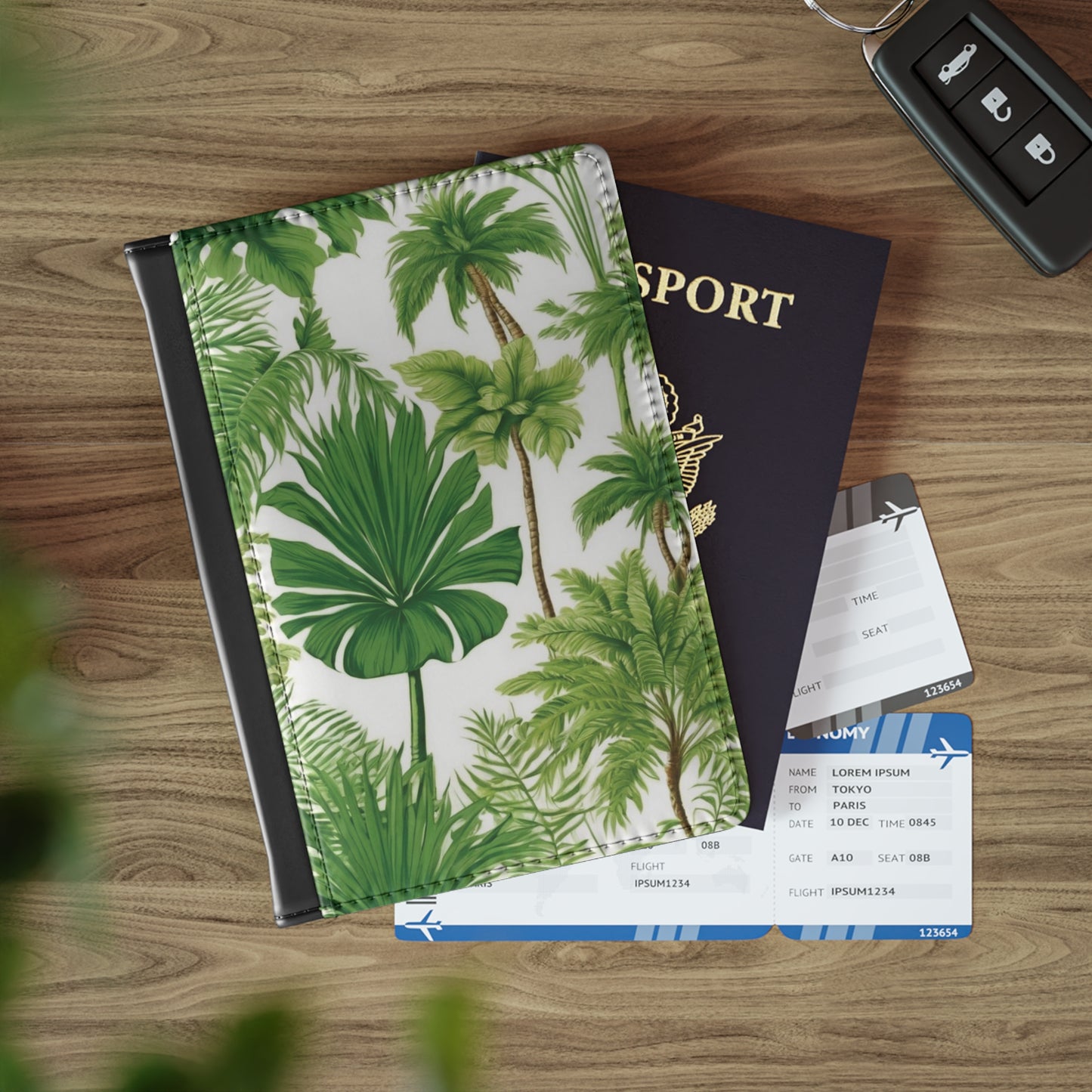 Tropical Passport Cover, Faux Leather - RFID blocking for travel security / Violets Favorite Palms